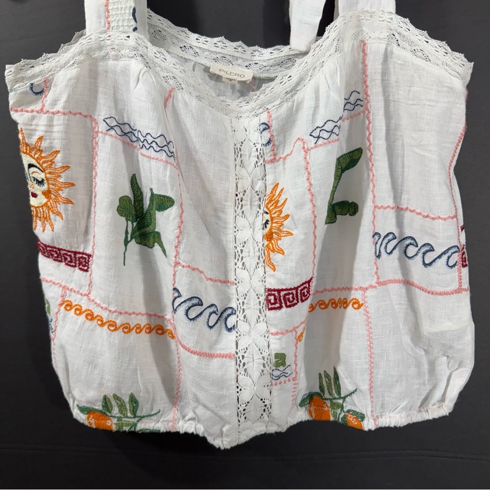 Pilcro Embroidered patchwork Crop Top - image 4